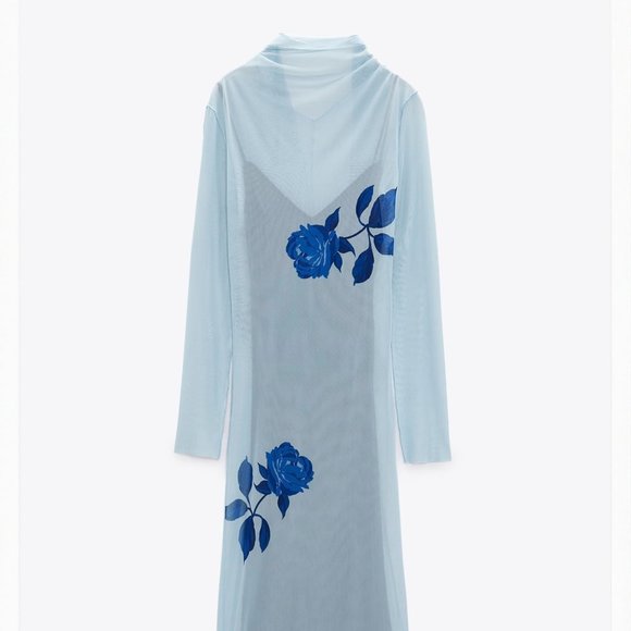 Floral printed long tulle dress - Picture 1 of 2